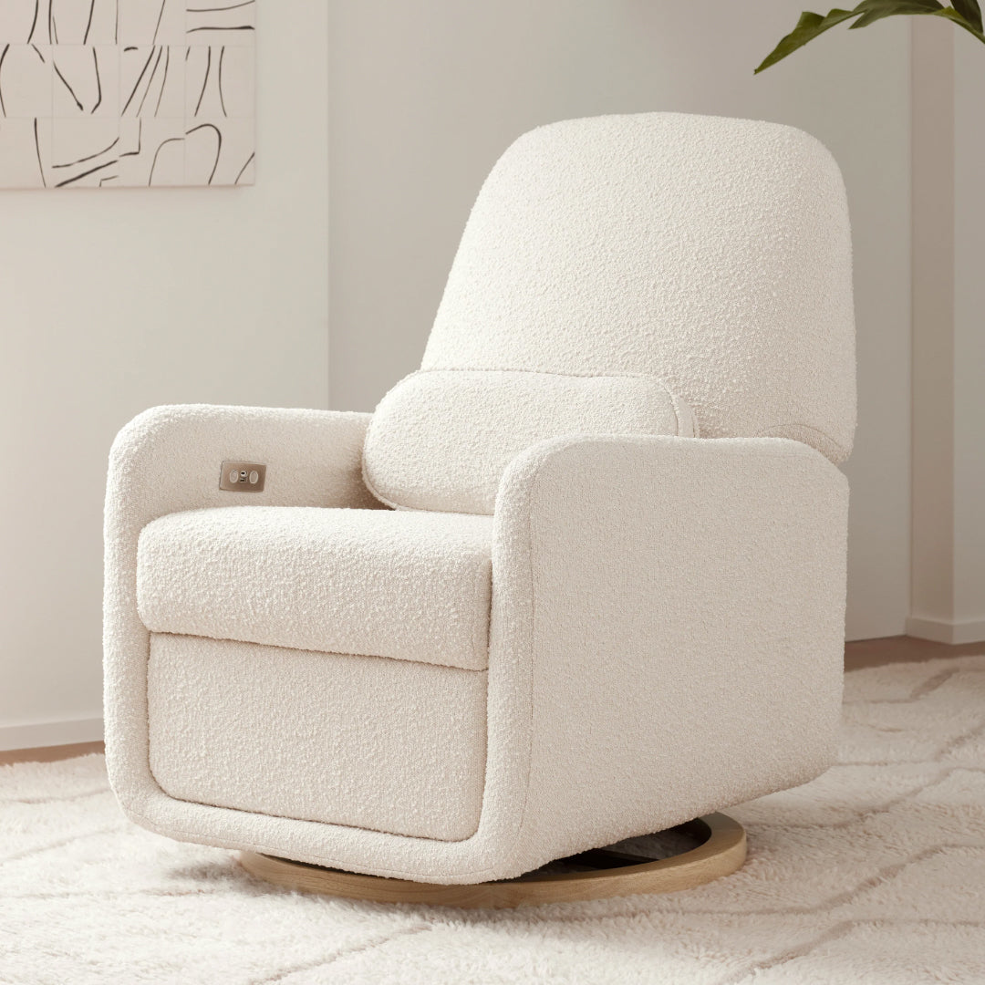 ARC Electronic Recliner & Swivel Glider in Ivory Boucle with USB Port