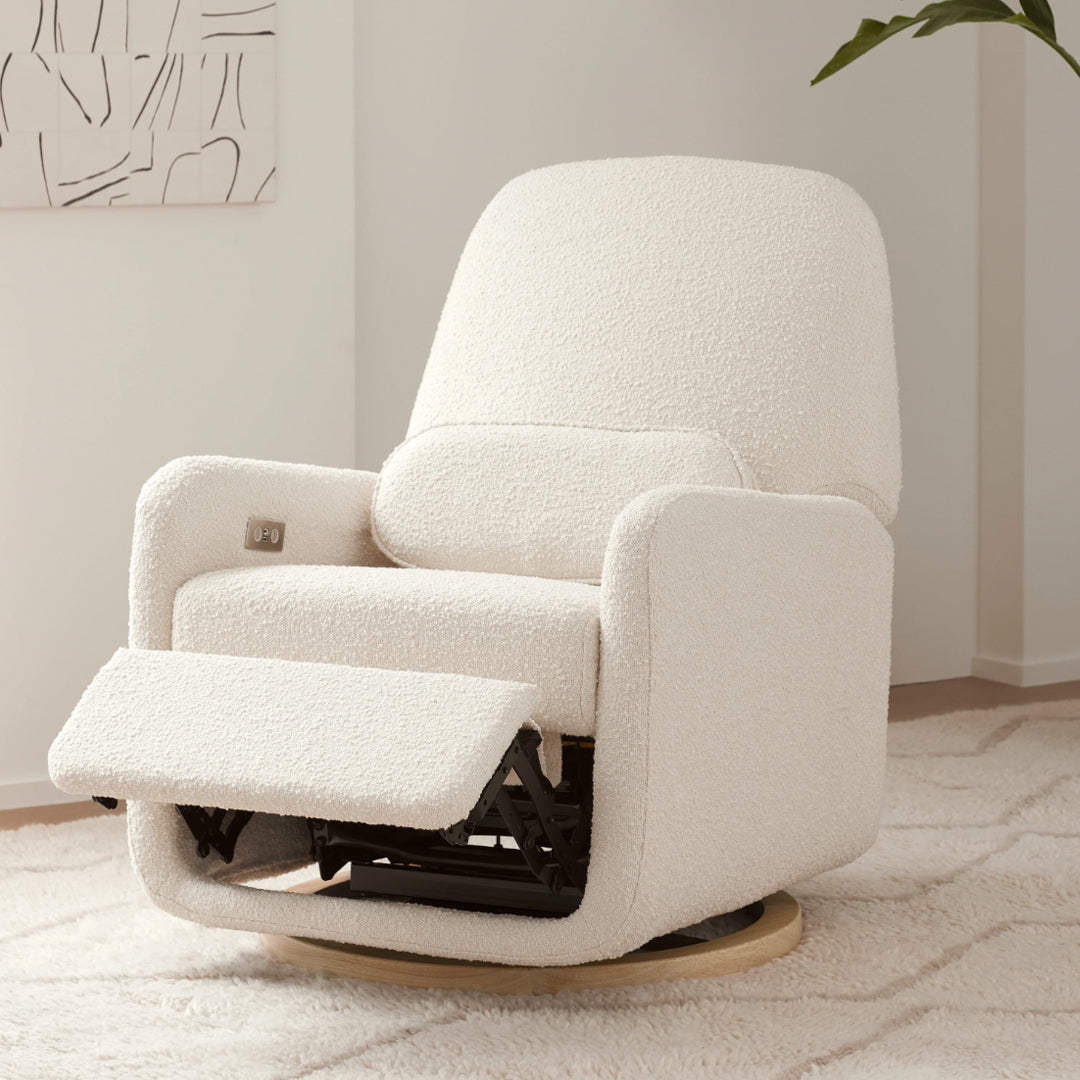 ARC Electronic Recliner & Swivel Glider in Ivory Boucle with USB Port