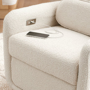 ARC Electronic Recliner & Swivel Glider in Ivory Boucle with USB Port