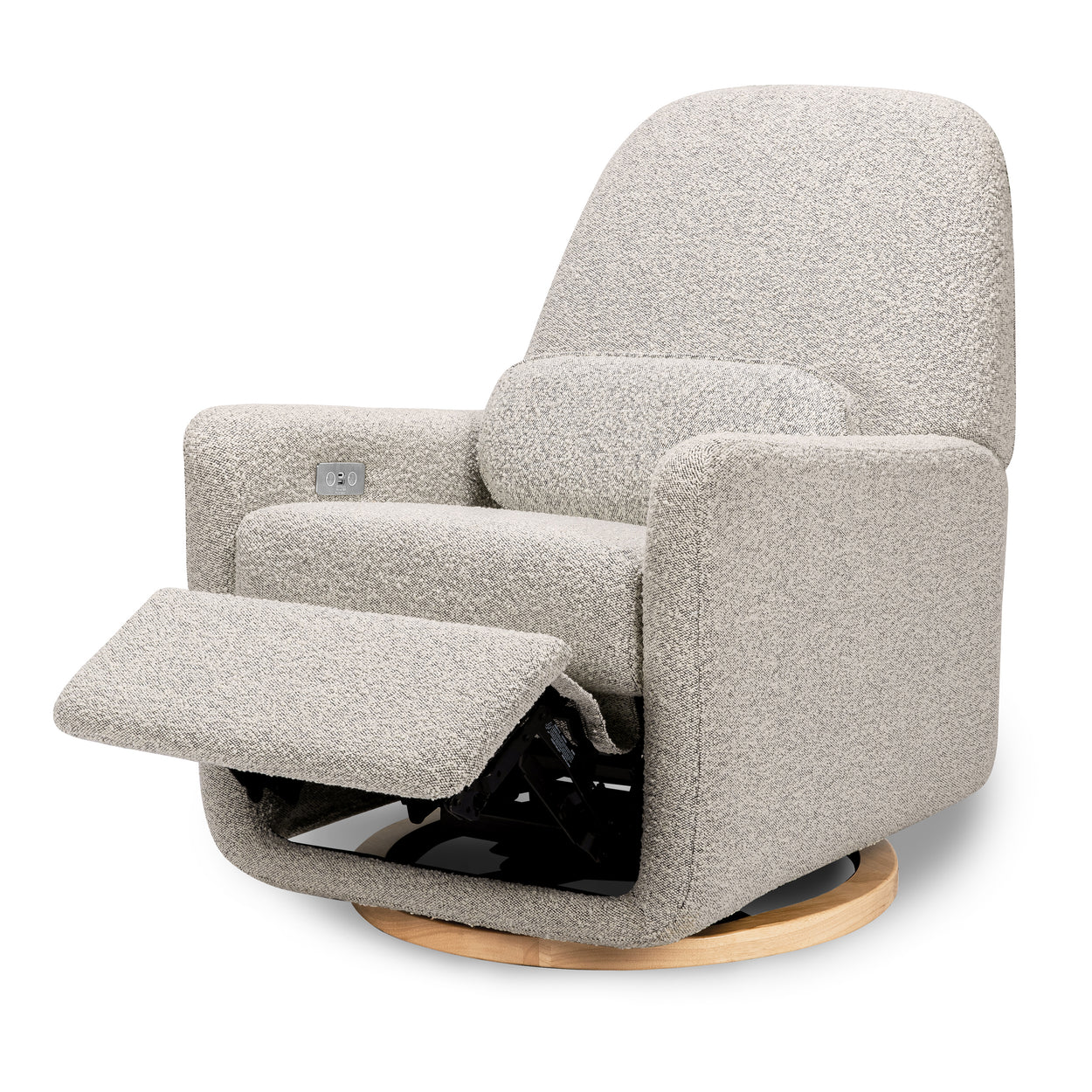 ARC Electronic Recliner & Swivel Glider in Black White Boucle with USB Port